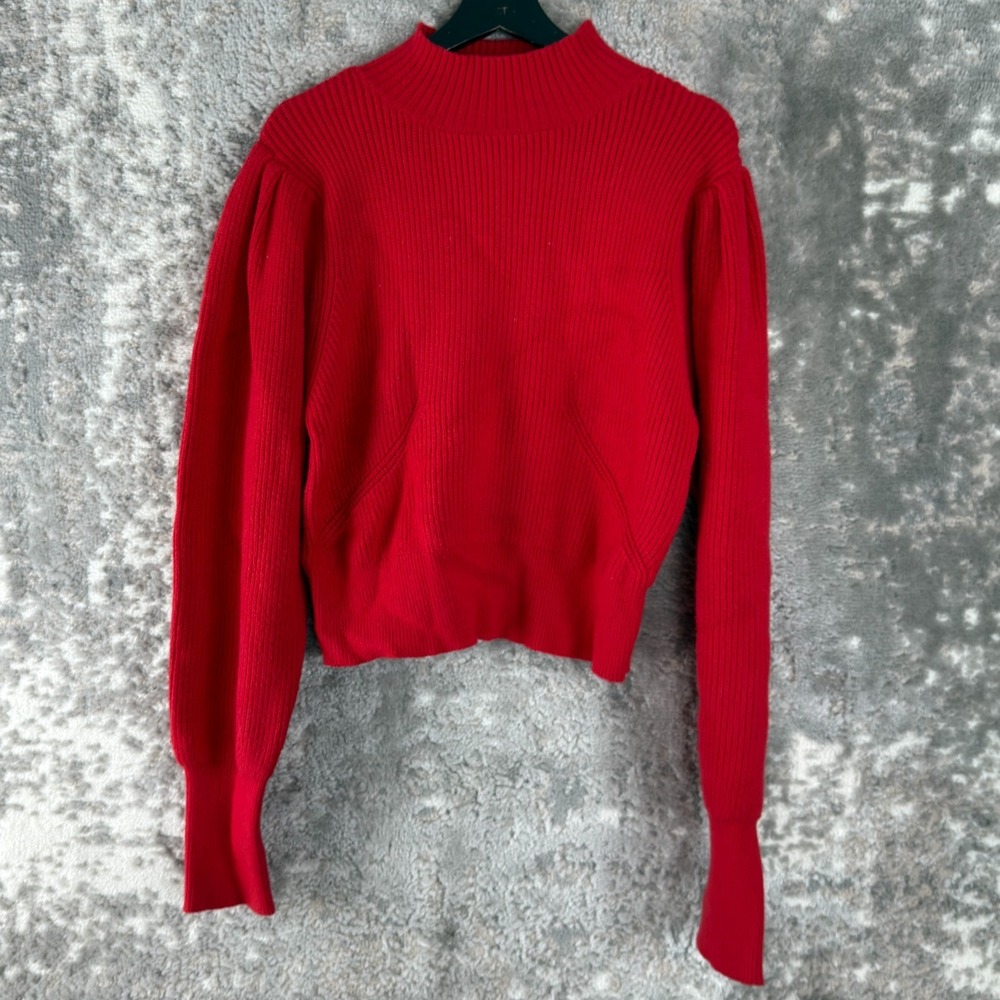 Astr The Label Size XL‎ Ribbed Mock Neck Sweater Red Long Sleeve Cropped